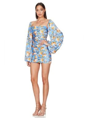 nookie harley mini dress NWT Nookie Harley Mini Dress Women's Size XS Teal Asymmetrical Waist Long  Sleeve